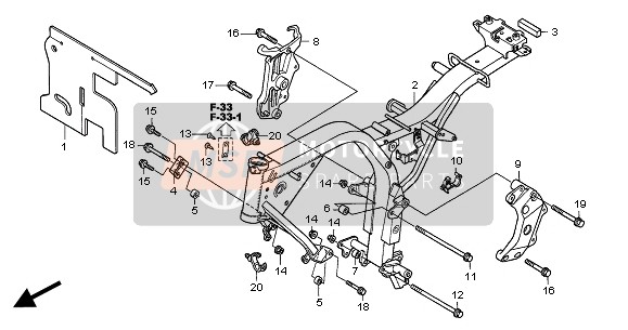 Honda CB600F 2004 Corpo del telaio per un 2004 Honda CB600F