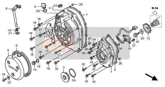 Honda CB900F 2004 RECHTE KURBELGEHÄUSEABDECKUNG für ein 2004 Honda CB900F