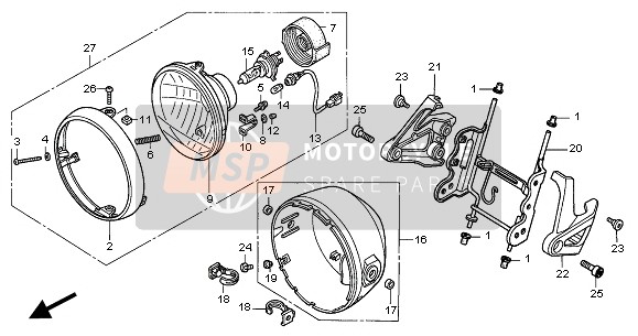 Honda CB900F 2004 Phare (UK) pour un 2004 Honda CB900F