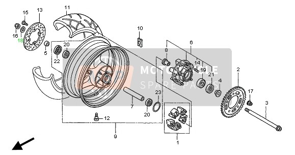 Honda CB900F 2004 REAR WHEEL for a 2004 Honda CB900F