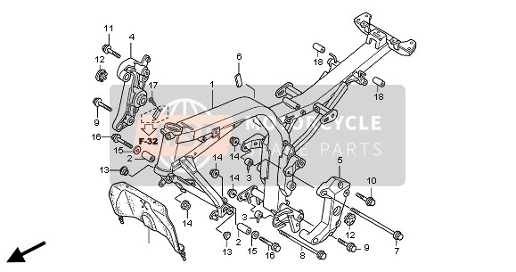 Honda CB900F 2004 Cuerpo del marco para un 2004 Honda CB900F