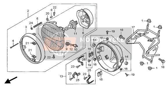 Honda CBF500A 2004 HEADLIGHT (UK) for a 2004 Honda CBF500A