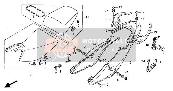 Honda CBF600NA 2004 SEAT & SEAT COWL for a 2004 Honda CBF600NA