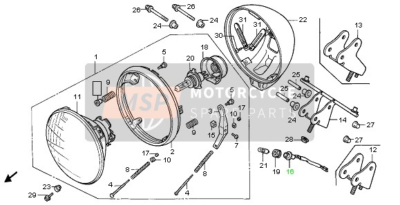 33124KEB900, Bracket, Headlight, Honda, 0