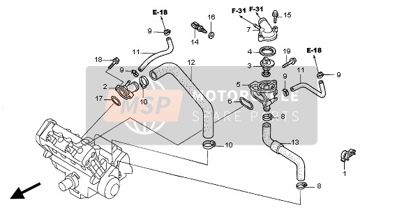 Honda CBR600F 2004 Termostato para un 2004 Honda CBR600F