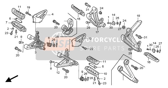 Honda CBR600F 2004 FUSSRASTE für ein 2004 Honda CBR600F