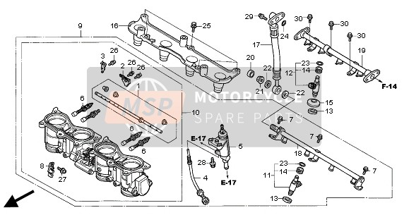 Honda CBR600RR 2004 Cuerpo del acelerador para un 2004 Honda CBR600RR