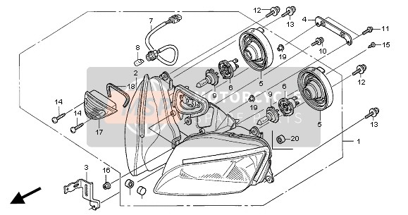 Honda CBR600RR 2004 Faro (EU) para un 2004 Honda CBR600RR