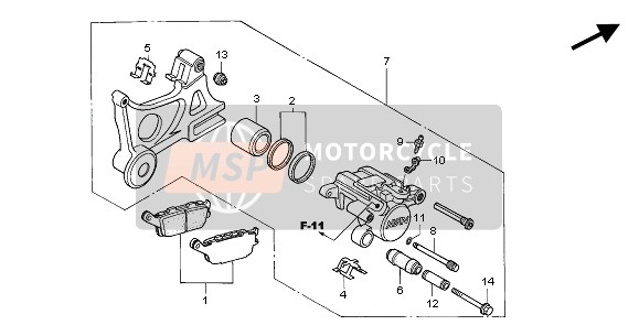 Honda CBR600RR 2004 BREMSSATTEL HINTEN für ein 2004 Honda CBR600RR