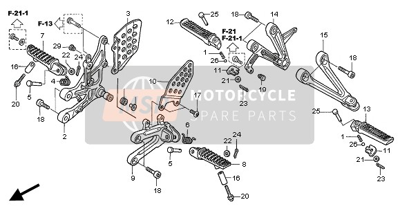 50760MEL000, Halter, L. Soziusfussrast, Honda, 0