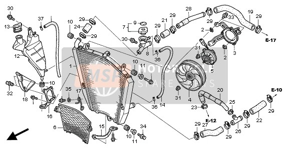 Honda CBR1000RR 2004 Termosifone per un 2004 Honda CBR1000RR