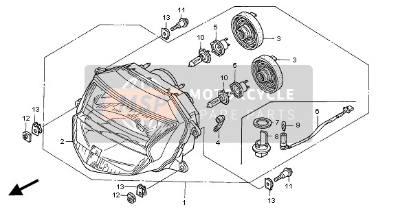 Honda CBR1100XX 2004 HEADLIGHT (EU) for a 2004 Honda CBR1100XX