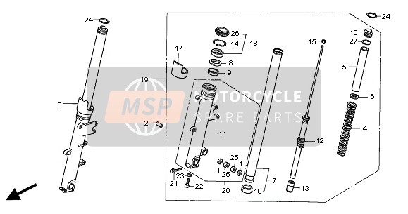 Honda CBR1100XX 2004 Forcella anteriore per un 2004 Honda CBR1100XX