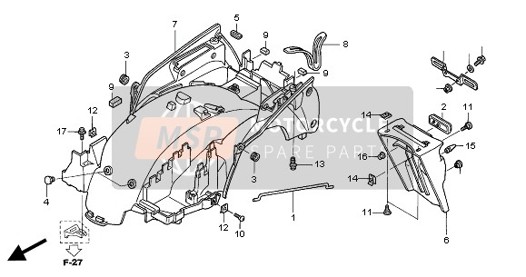 Honda ST1300A 2004 Garde-boue arrière pour un 2004 Honda ST1300A