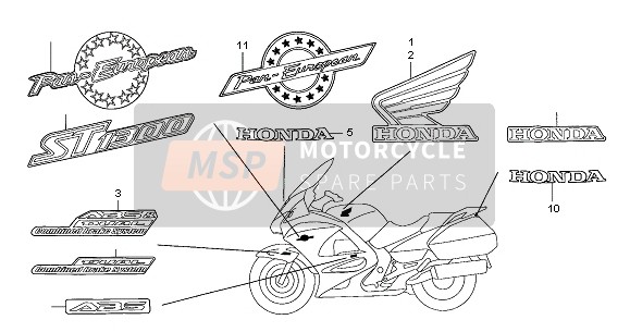 87601MCS760, Emblem, Middle Cowl, Honda, 0