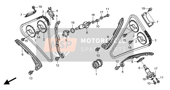 Honda ST1300 2004 CAM CHAIN & TENSIONER for a 2004 Honda ST1300