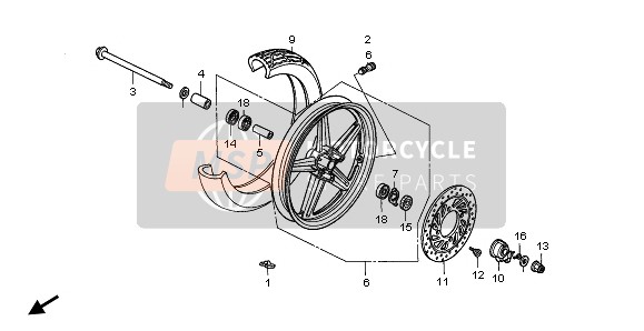 44312KB4700, Collier Lateral De Roue A, Honda, 1