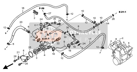 Honda ST1300 2004 WASSERROHRLEITUNG für ein 2004 Honda ST1300