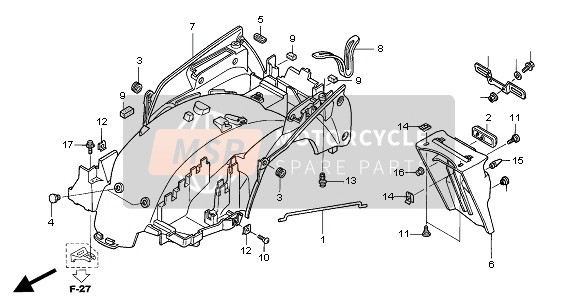 Honda ST1300 2004 REAR FENDER for a 2004 Honda ST1300