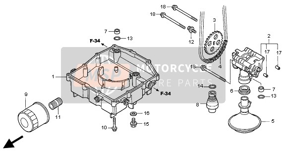 Honda VFR800 2004 OIL PUMP for a 2004 Honda VFR800