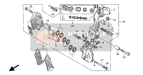 Honda VFR800 2004 L. Pinza de freno delantero para un 2004 Honda VFR800