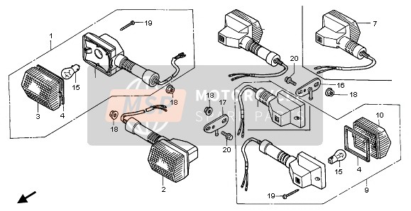 33300KC1900, Winker Set, R. Fr. (12V 21W), Honda, 0