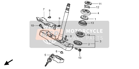 Honda VT750C 2004 Piantone dello sterzo per un 2004 Honda VT750C