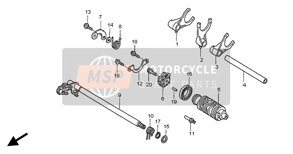 Honda VTX1300S 2004 IngranaggioShift Drum per un 2004 Honda VTX1300S