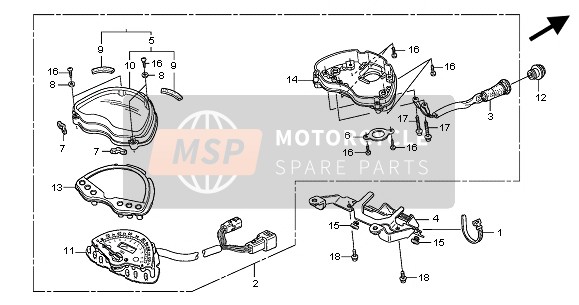 Honda VTX1300S 2004 METER (KMH) for a 2004 Honda VTX1300S