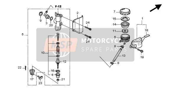 Honda VTX1300S 2004 RR. BRAKE MASTER CYLINDER for a 2004 Honda VTX1300S