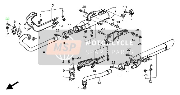 Honda VTX1300S 2004 EXHAUST MUFFLER for a 2004 Honda VTX1300S