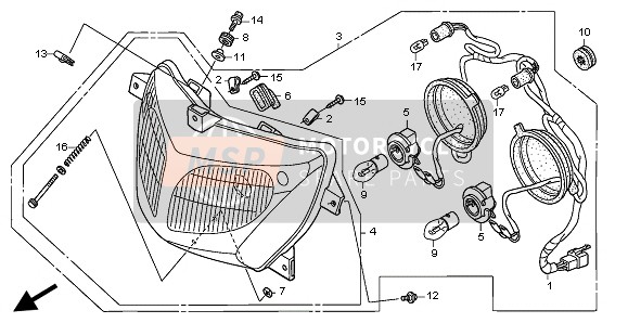 Honda XL125V 2004 SCHEINWERFER (EU) für ein 2004 Honda XL125V