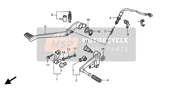 Honda XL1000V 2004 Pédale pour un 2004 Honda XL1000V