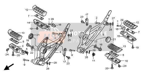 Honda XL1000V 2004 Step voor een 2004 Honda XL1000V