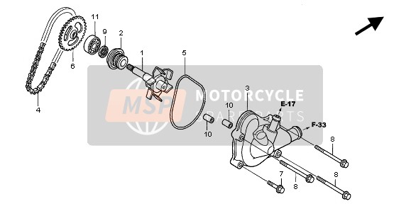 Honda XL1000VA 2004 Waterpomp voor een 2004 Honda XL1000VA