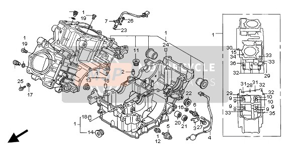 Honda XL1000VA 2004 CRANKCASE for a 2004 Honda XL1000VA