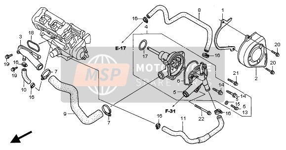 Honda CB900F 2005 Waterpomp voor een 2005 Honda CB900F