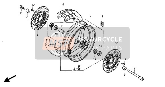 Honda CB900F 2005 Ruota anteriore per un 2005 Honda CB900F