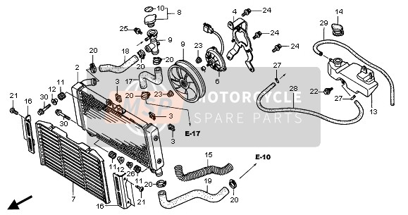 Honda CB900F 2005 Termosifone per un 2005 Honda CB900F