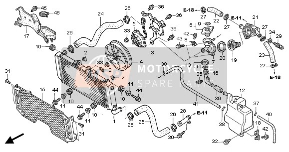 Honda CB1300 2005 Radiator voor een 2005 Honda CB1300