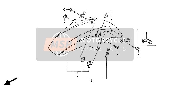 Honda CB1300SA 2005 Parafango anteriore per un 2005 Honda CB1300SA