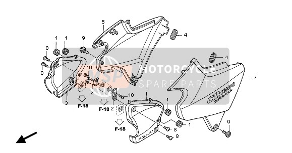 Honda CB1300SA 2005 Coperchio laterale per un 2005 Honda CB1300SA