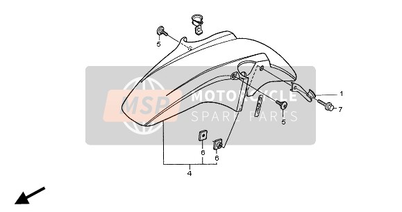 Honda CBF600N 2005 Guardabarros delantero para un 2005 Honda CBF600N