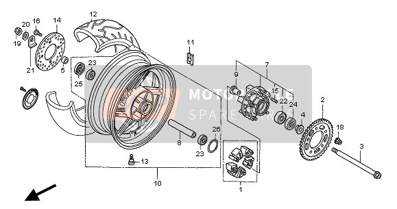 Honda CBF600N 2005 REAR WHEEL  for a 2005 Honda CBF600N