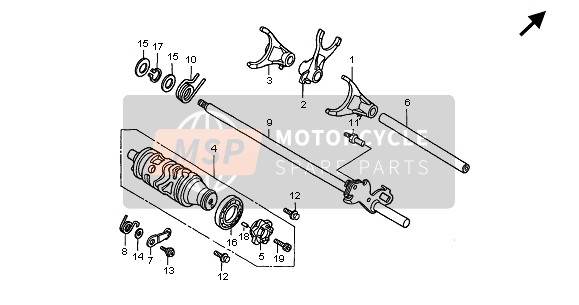 Honda CBF600NA 2005 ÉquipementShift Drum pour un 2005 Honda CBF600NA