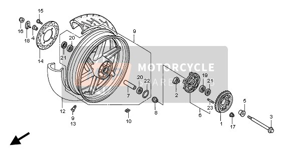 Honda CB750F2 1996 Ruota posteriore per un 1996 Honda CB750F2