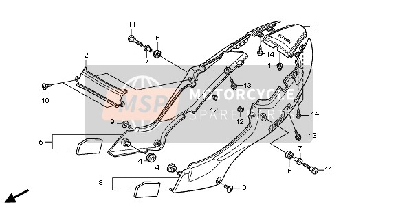 Honda CBR125R 2005 SIDE COVER for a 2005 Honda CBR125R