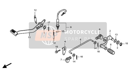 Honda CBR125RW 2005 Pedaal voor een 2005 Honda CBR125RW