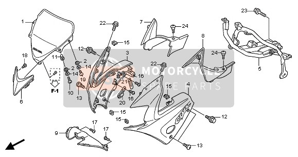 Honda CBR125RW 2005 Capot supérieur pour un 2005 Honda CBR125RW