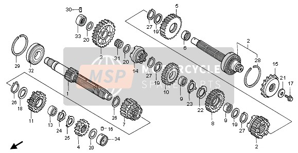 23451MZ1010, Gear, Mainshaft Third & Fourth (18T/23T), Honda, 0